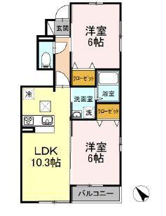 セレナオモダカ(2LDK/1階)の間取り写真