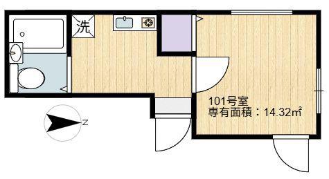 シャンテ東駒形(1K/1階)の間取り写真