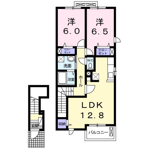 ジェルメ(2LDK/2階)の間取り写真
