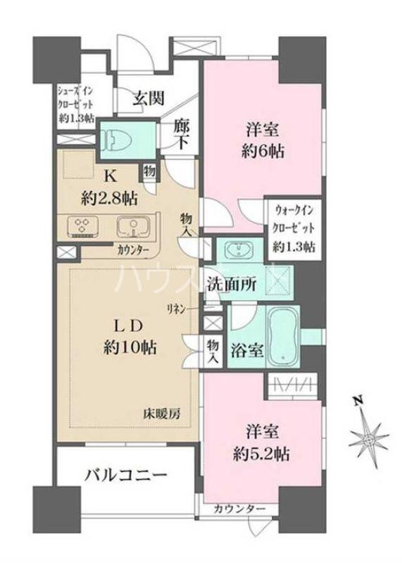 ザ・パークハウス浅草橋西レジデンス(2LDK/5階)の間取り写真