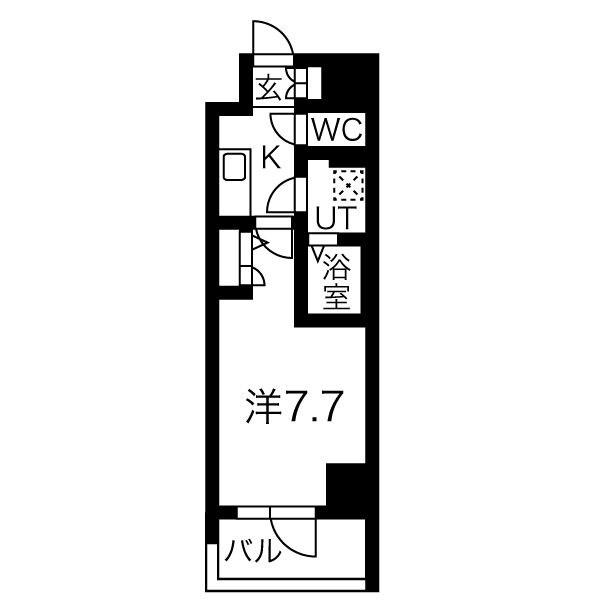 ソルテラス大阪城東(1K/5階)の間取り写真