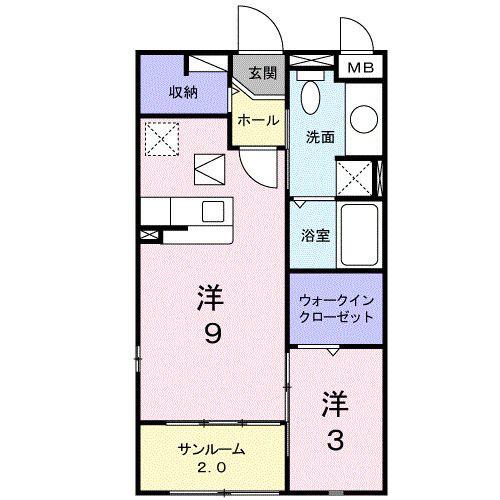 ラ・プランセス(1LDK/1階)の間取り写真