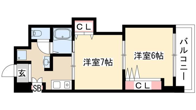 プレステージ名古屋(2K/7階)の間取り写真