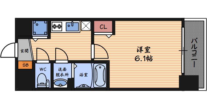 プレサンス大阪福島レシェンテ(1K/2階)の間取り写真