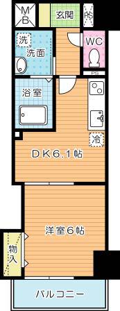 THE SQUARE・SUITE RESIDENCEザ・スクエアスイ(1DK/2階)の間取り写真