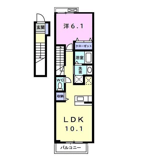 アームズ横山Ⅱ(1LDK/2階)の間取り写真