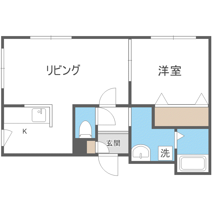 アクアベール豊平(1LDK/2階)の間取り写真