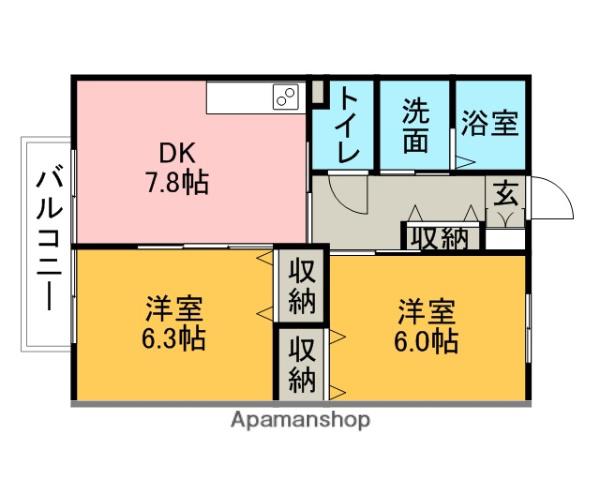 ファミーユ長根(2DK/1階)の間取り写真