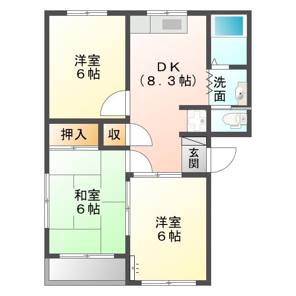 エクセレントA(3DK/2階)の間取り写真