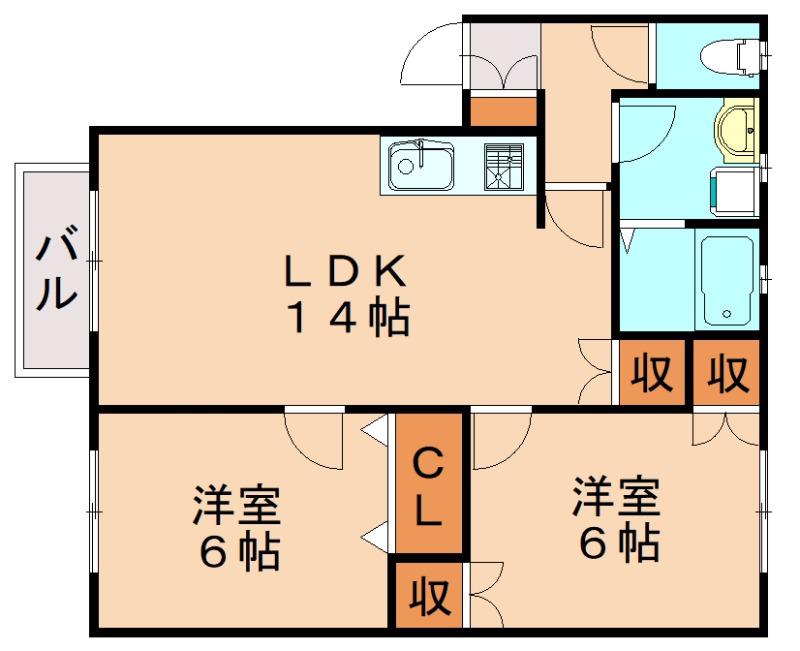 エクセレントK(2LDK/1階)の間取り写真