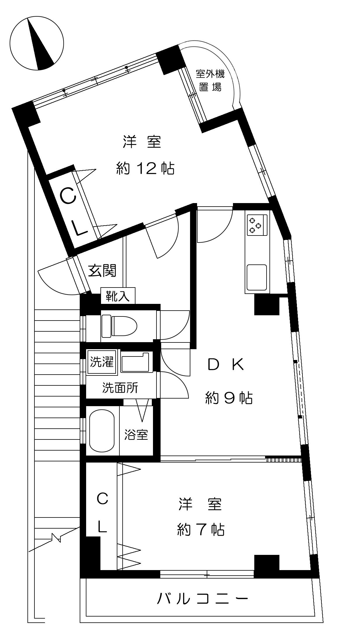 興亜ビル(2DK/3階)の間取り写真