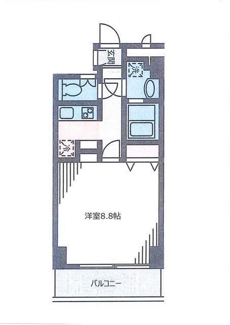 サーティーフォービル(1K/8階)の間取り写真