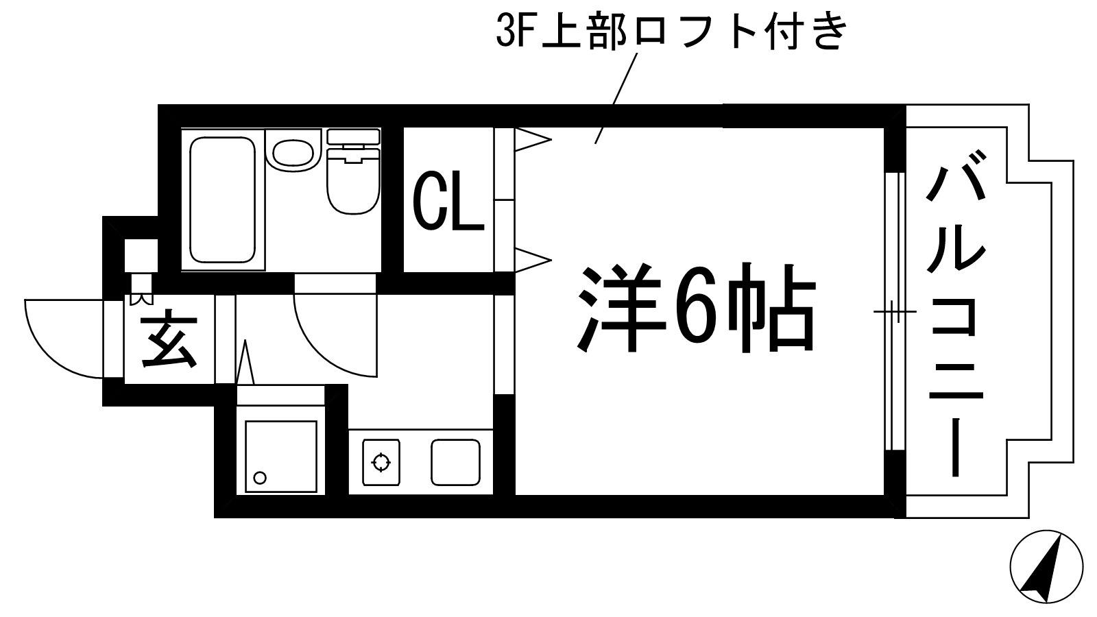 プレステージ住吉(1K/3階)の間取り写真