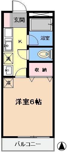 野崎ハイツII(1K/2階)の間取り写真