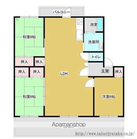 コーポ天神II(3LDK/3階)の間取り写真