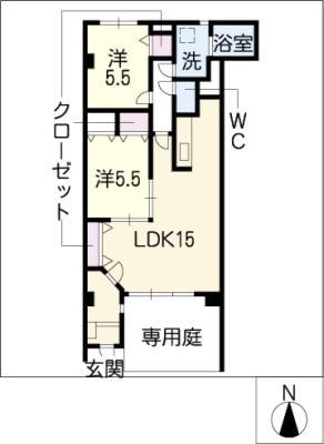 プレンティホーム杉の本(2LDK/1階)の間取り写真