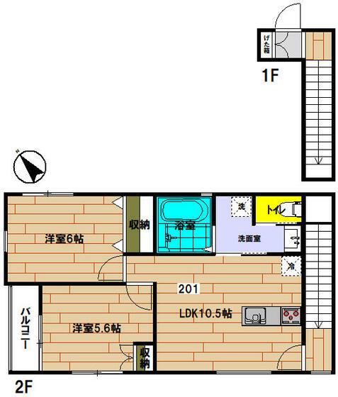 SUN PARK 悠(2LDK/2階)の間取り写真