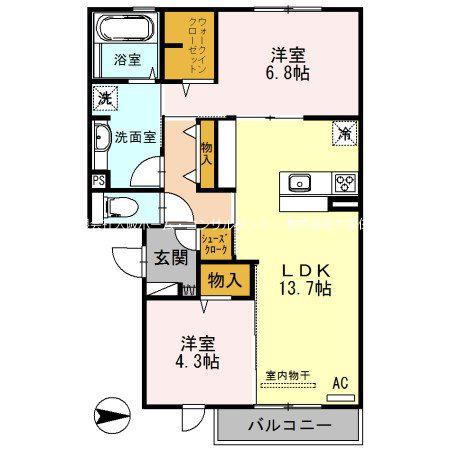 セクレール北本町(2LDK/1階)の間取り写真