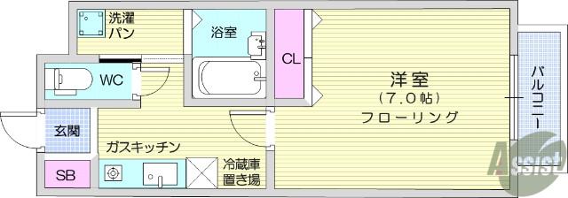 ラフィーネZEN(1K/2階)の間取り写真