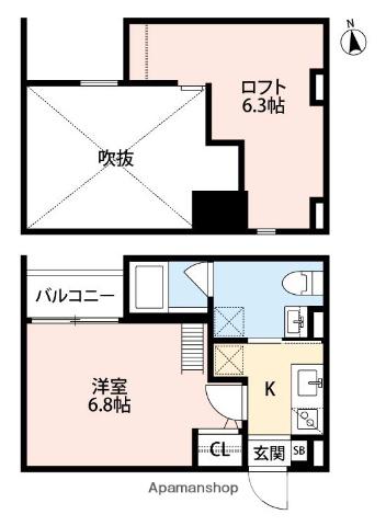 WISTERIA R&T(1K/2階)の間取り写真