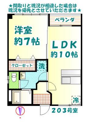 中川原グリーンハイツ(1LDK/2階)の間取り写真