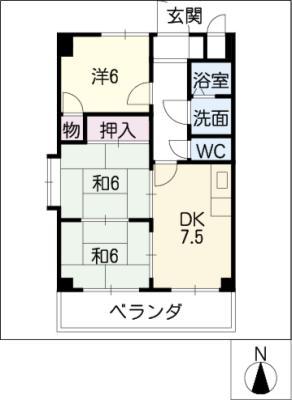 八田坪井ハイツ(3DK/2階)の間取り写真
