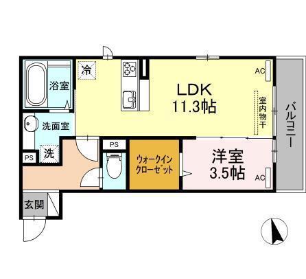 ジュリアス山の田(1LDK/2階)の間取り写真