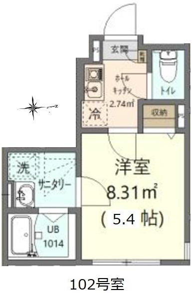 プレミア大久保(1K/1階)の間取り写真