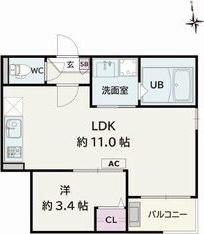 JACK SAMBANIV(1LDK/1階)の間取り写真