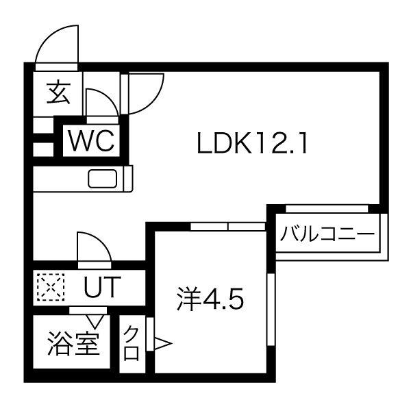 PEERSON西町(1LDK/3階)の間取り写真