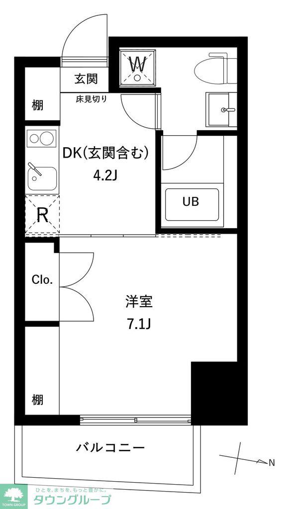 リテラス押上(1K/4階)の間取り写真