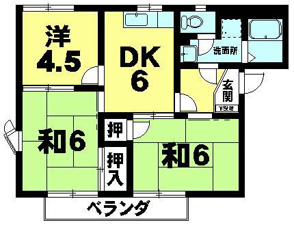 フィネス平田(3DK/2階)の間取り写真