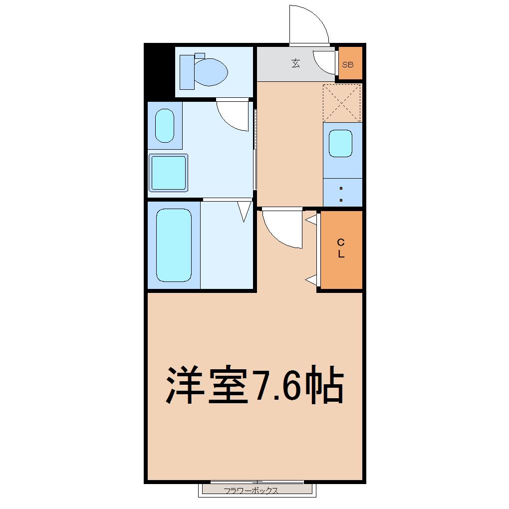 プリマフルール大和町(1K/1階)の間取り写真