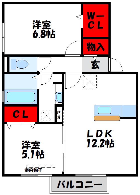 レスポワールI(2LDK/1階)の間取り写真