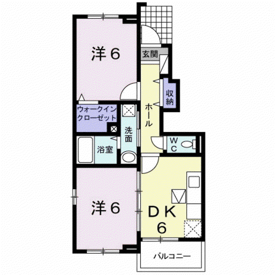 フレイム 華(2DK/1階)の間取り写真