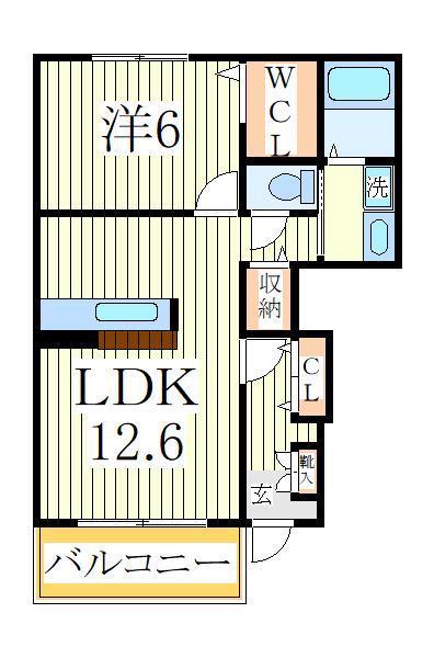 エリクシール(1LDK/1階)の間取り写真