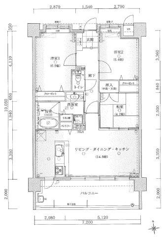 アメイズ国分ファミリエ(3LDK/2階)の間取り写真