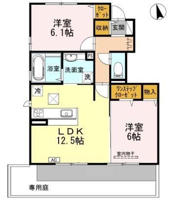 サンフラワー ガーデン C棟(2LDK/1階)の間取り写真