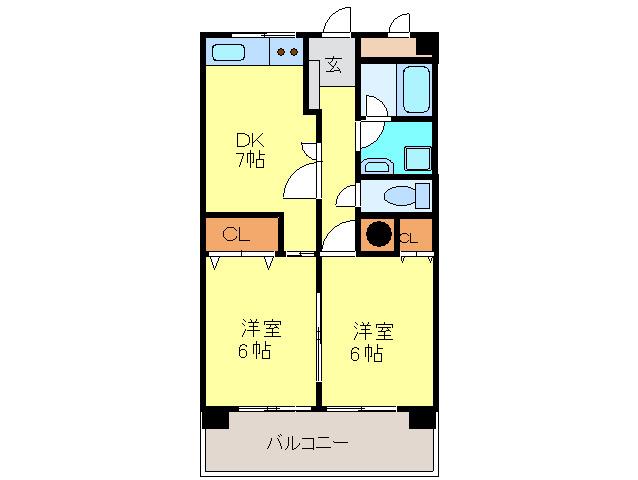 オヌキ新博多ビル(2DK/8階)の間取り写真
