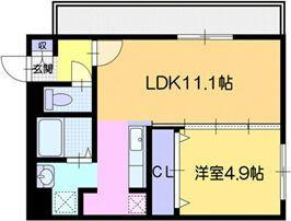 カサラビン(1LDK/2階)の間取り写真