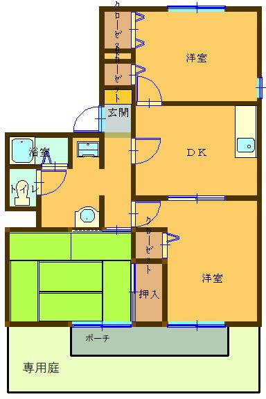 ハイツカレント(3DK/1階)の間取り写真