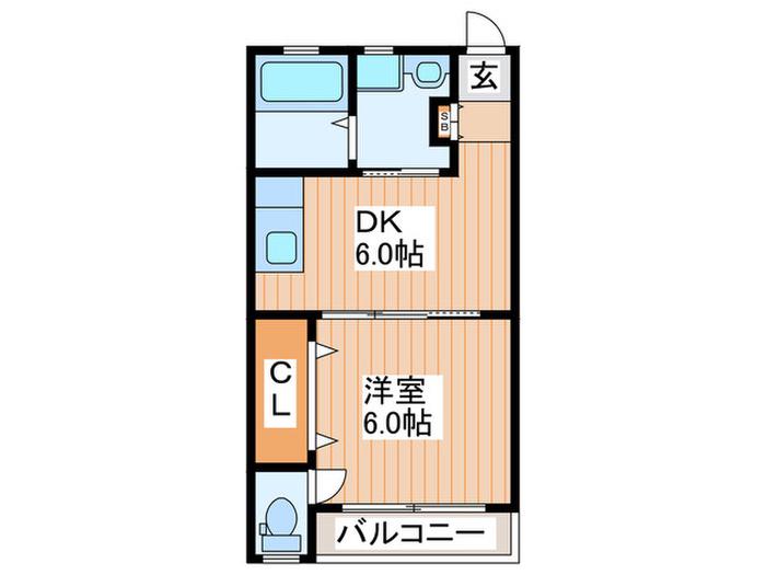 南ハイツ3号棟(1DK/1階)の間取り写真