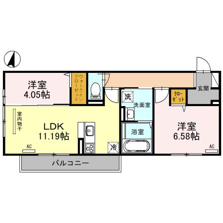 ボナール B棟(2LDK/3階)の間取り写真