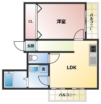 センスビルディング今津駅前(1LDK/9階)の間取り写真