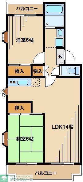 プリムローズ南浦和(2LDK/1階)の間取り写真