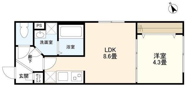 ウェルスクエアイズム高円寺(1LDK/3階)の間取り写真