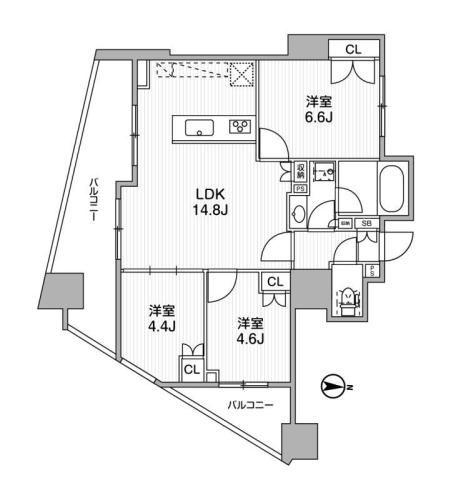 ディームス蔵前AVENUE(3LDK/12階)の間取り写真