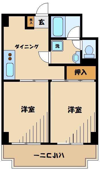 トレ・モンテ相模原(2DK/2階)の間取り写真