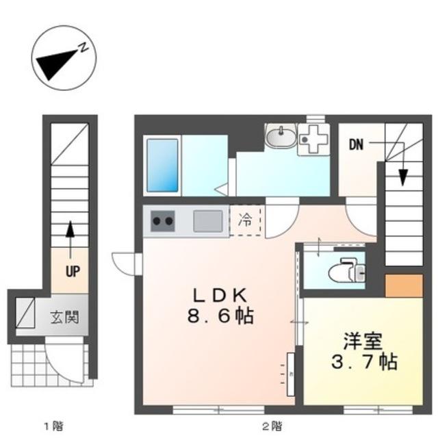 ESPOIR HILLS(1LDK/2階)の間取り写真