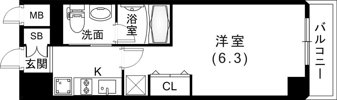 エステムプラザ神戸三宮ルクシア(1K/5階)の間取り写真